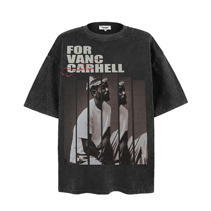 American Vintage Washed and  Print Short Sleeve T-Shirt
