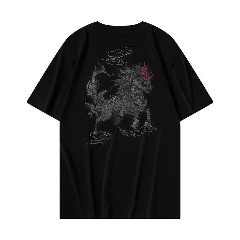 Cotton embroidered short-sleeved T-shirt