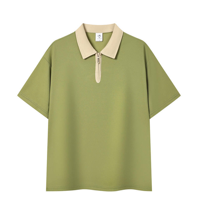 Zipper Lapel Short Sleeve Polo-Shirt