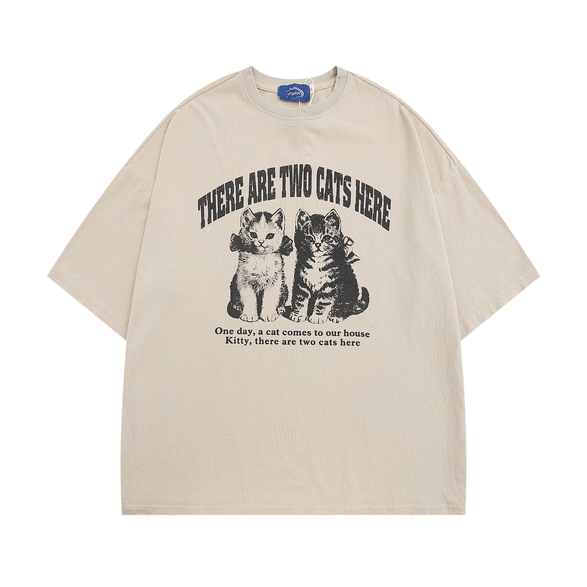 Vintage Simple Loose Printed Design Short Sleeve T-Shirt