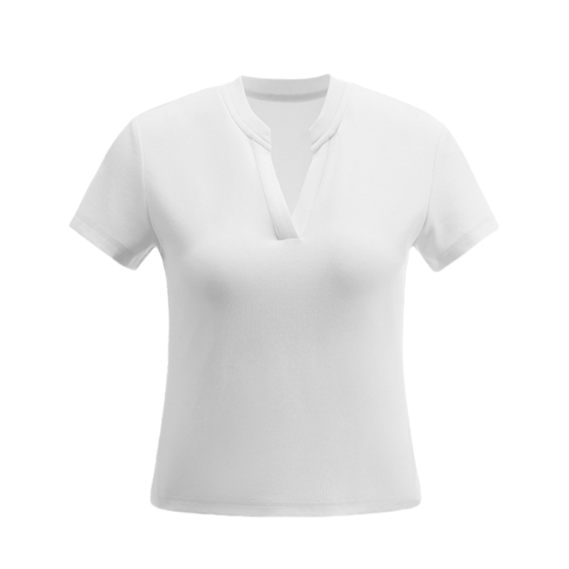 V-neck off-shoulder T-shirt