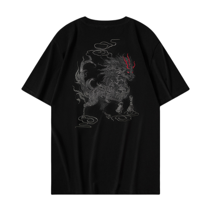 Cotton embroidered short-sleeved T-shirt
