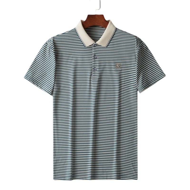 Men's thin striped short-sleeved pullover polo shirt