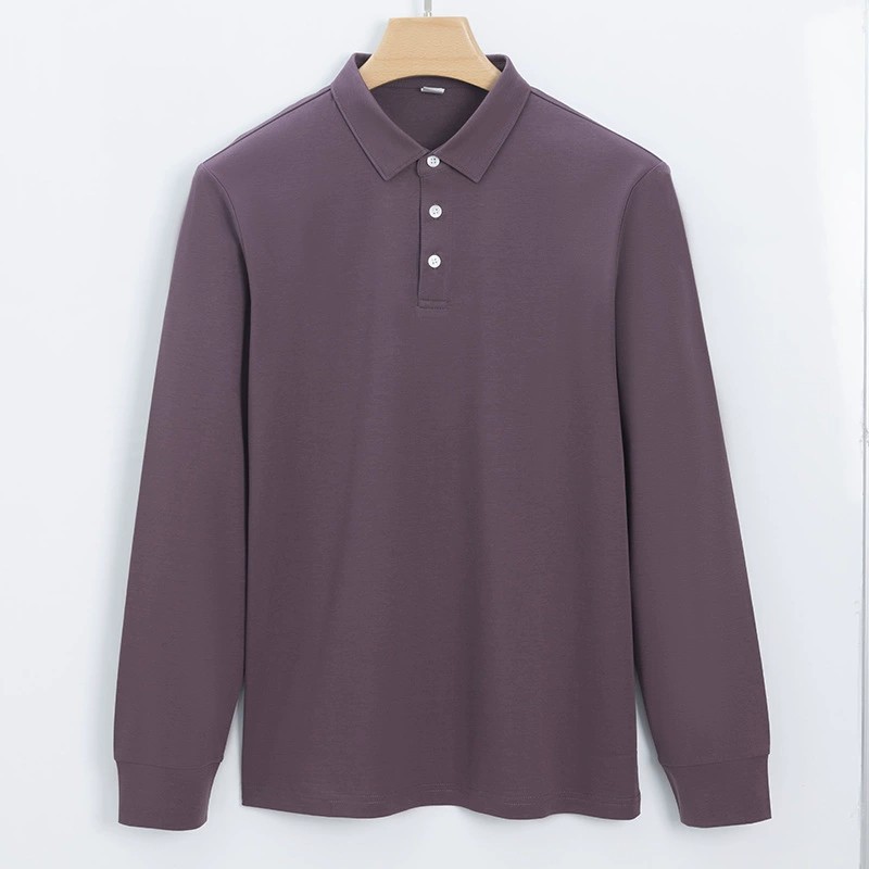 Men's mercerized cotton long sleeve polo shirt