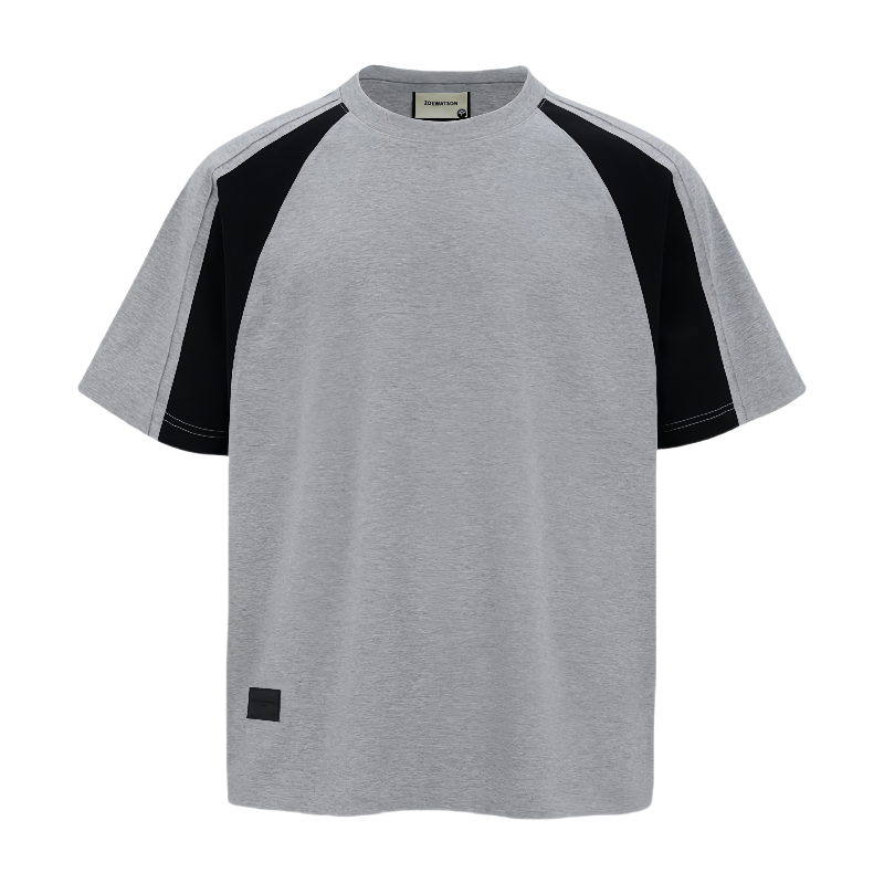 Casual sporty style spliced short-sleeved T-shirt
