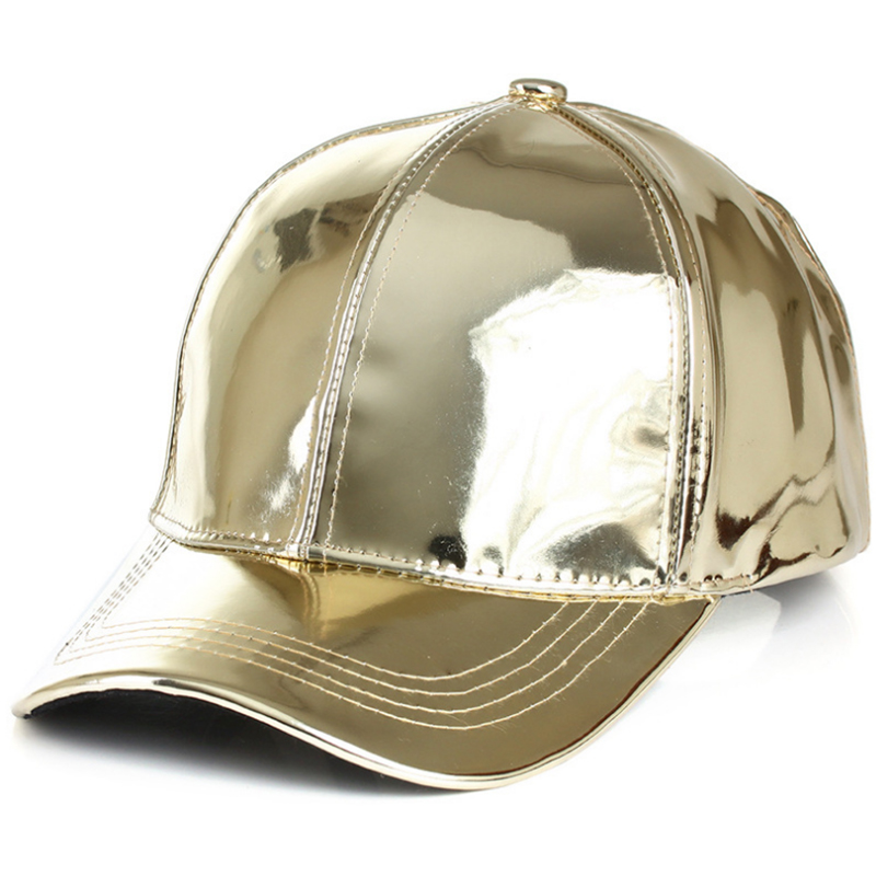 Glossy reflective PU leather baseball cap