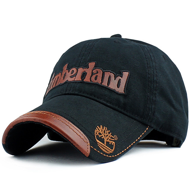 Washed cotton canvas dad cap with leather patch