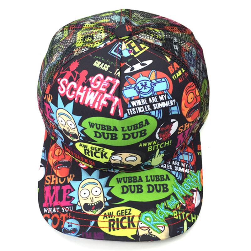 Snapback trucker cap with printed mesh