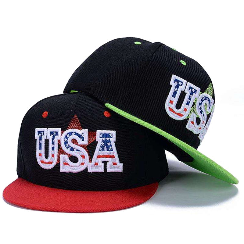 Men's cool fashion snapback caps with embroidery USA logo
