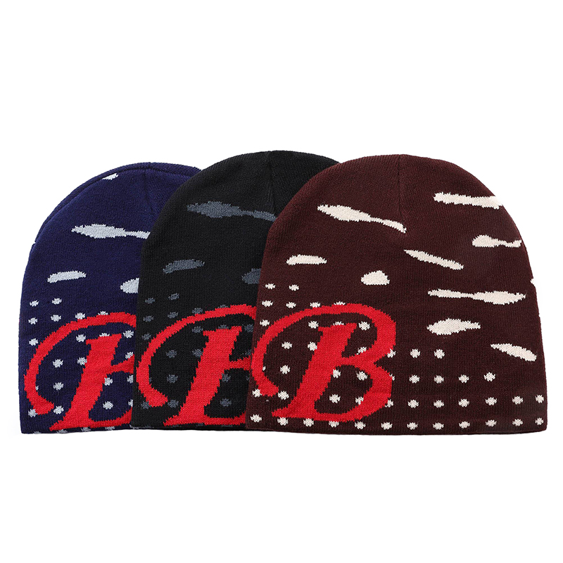 Bespoke winter skate beanies with custom jacquard logo design