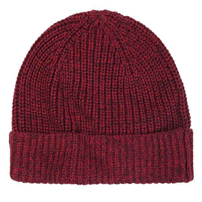 Plain melange burgundy color cuff beanie