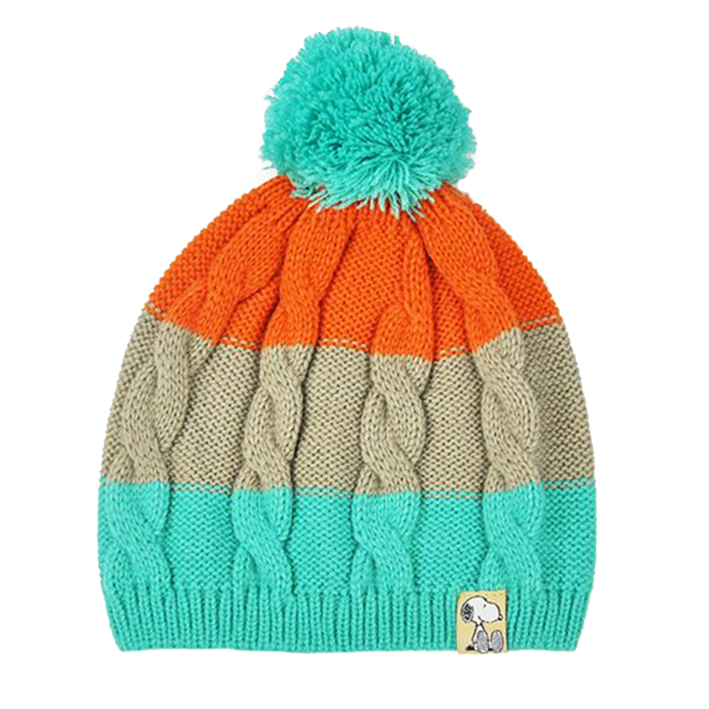Good quality children cable stitch knit pompom hat