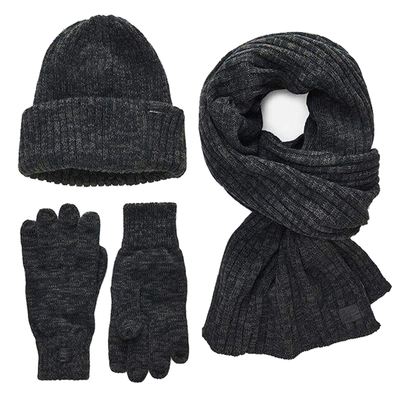 Knitted winter set with hat, scarf and gloves