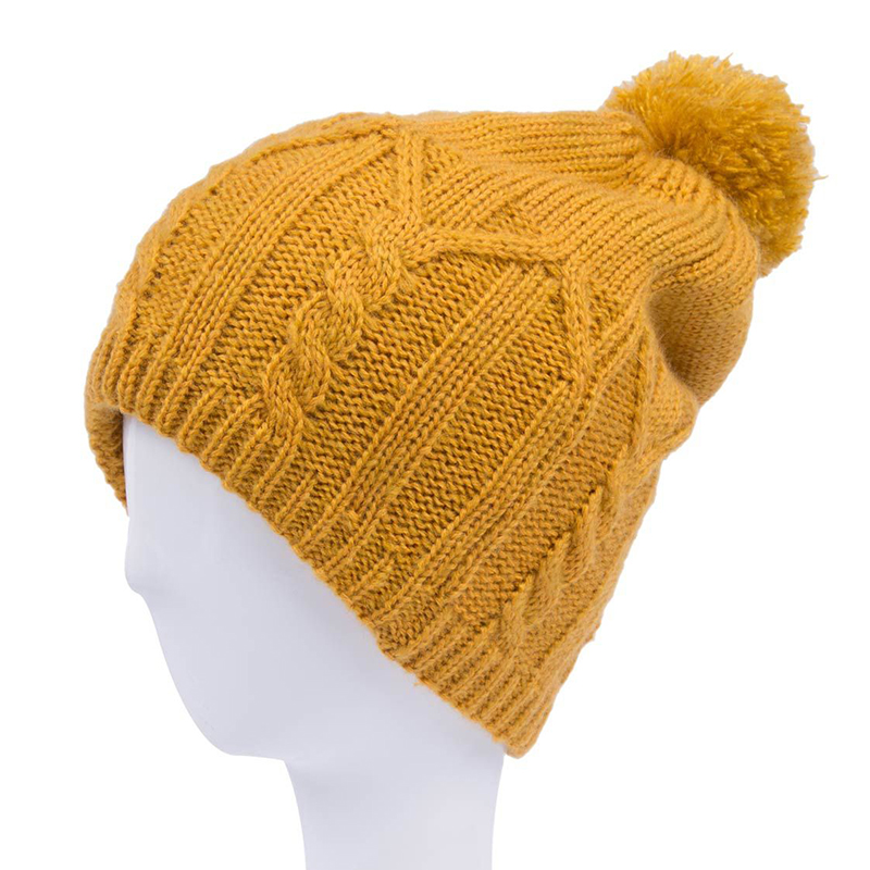Fashionable female cable knitted winter beanie
