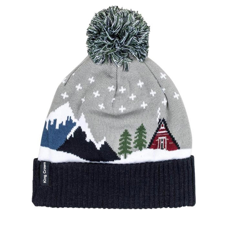 fantastic Christmas snow design bobble beanie hat