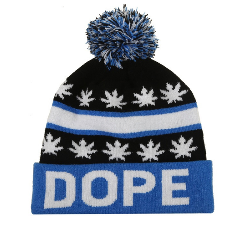 Acrylic knit winter toque with jacquard pattern and logo