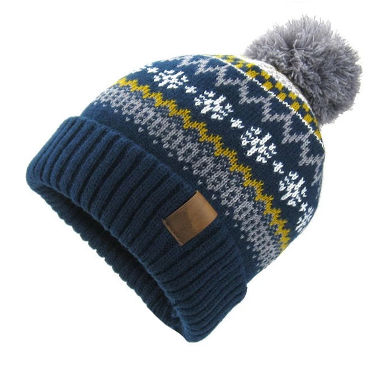 Double layer jacquard pattern knitted collegiate toque