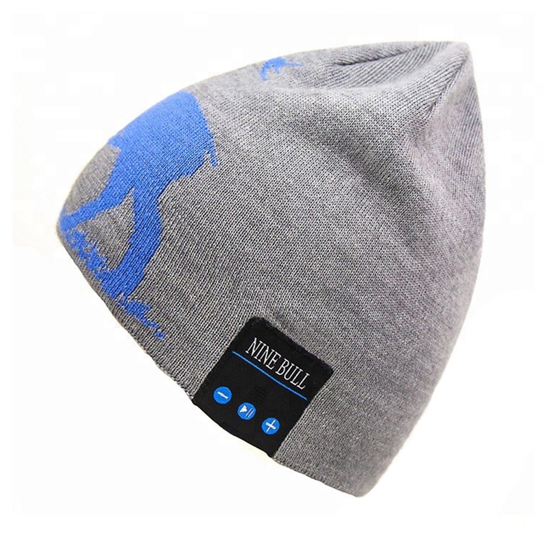 Jacquard deer acrylic knitted bluetooth music beanie