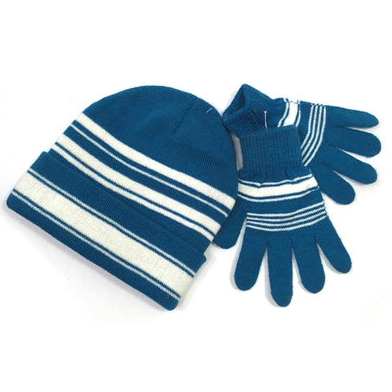 Winter warm knitted set of beanie and gloves