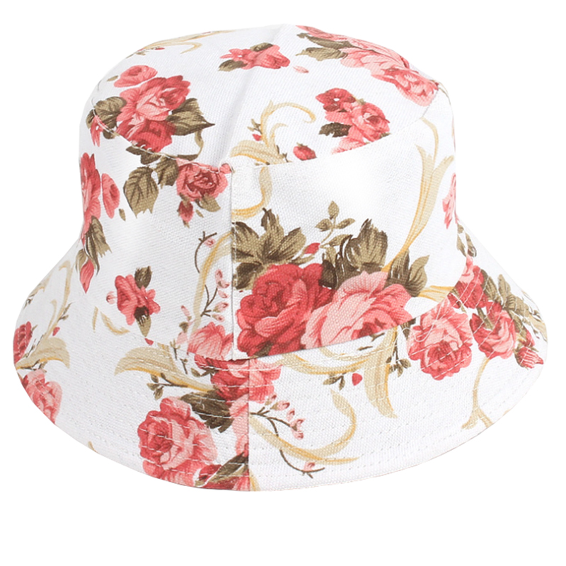 Women's cotton canvas floral pattern hawaii beach sun hat