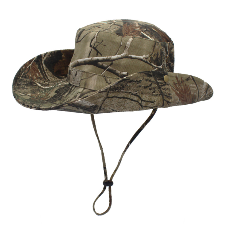 Cotton fabric Jungle camouflage wide brim bush hat