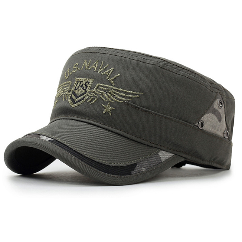 Bespoke cotton cadet cap with embroidery and splicing design
