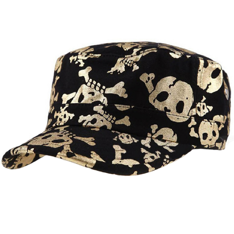 Gold/silver hot stamp skull fatigue hat