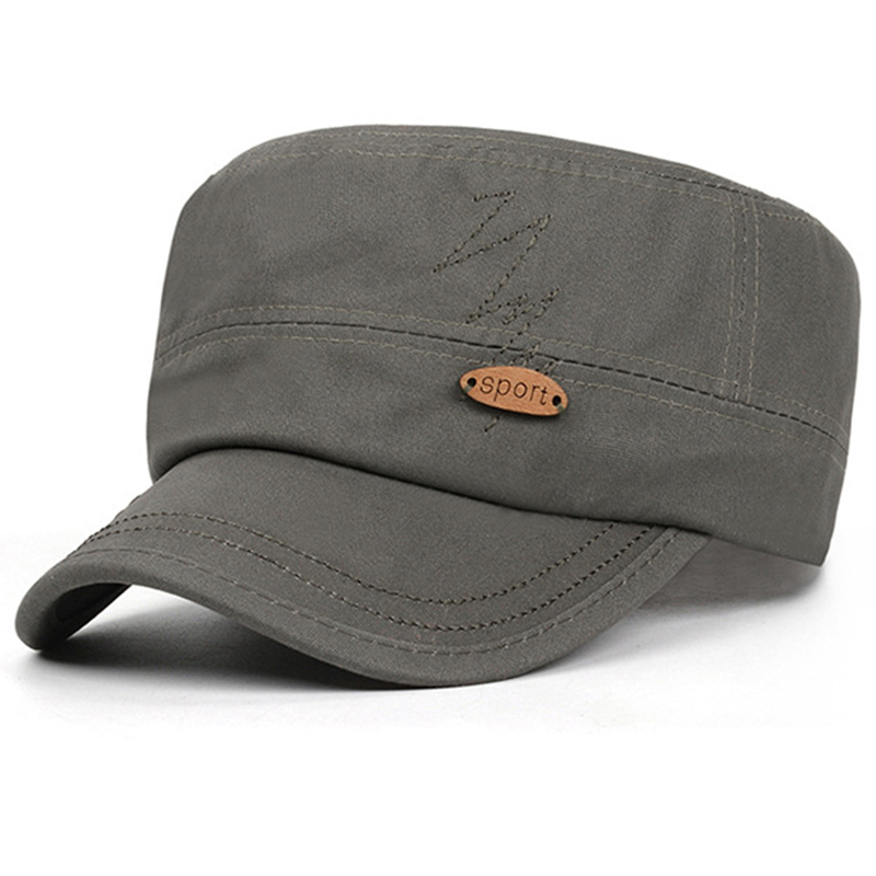 Plain olive color cotton twill patrol hat with wooden badge