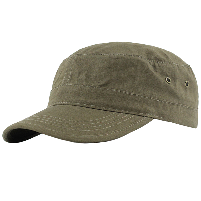 Olive color plain slubbed fabric castro cap