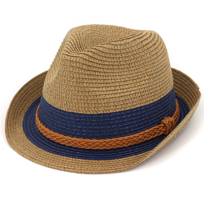 Two tone paper braid fedora hat