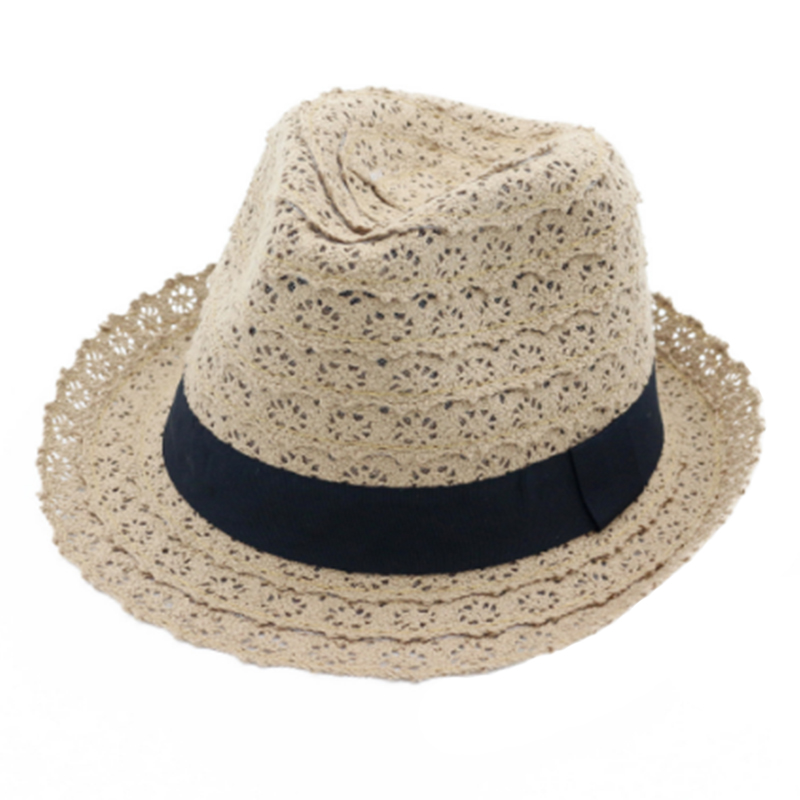 Women's lace ribbon fashionable summer fedora hat