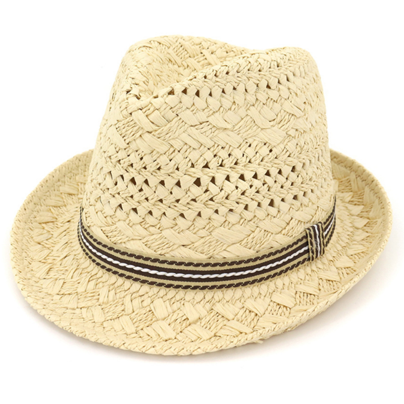Unisex short brim paper straw sun fedora hat
