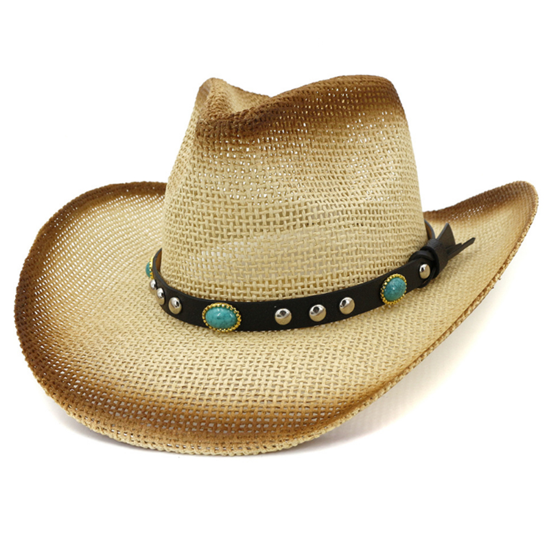 Wholesale painted paper straw roll up cowboy hat