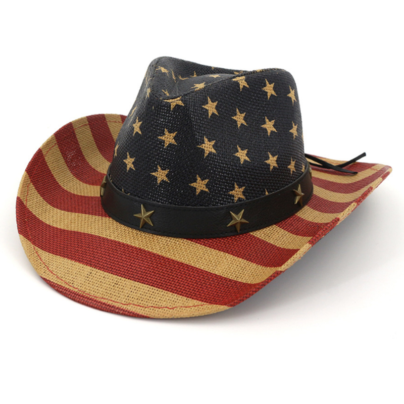 Customized painted western American flag cowboy hat