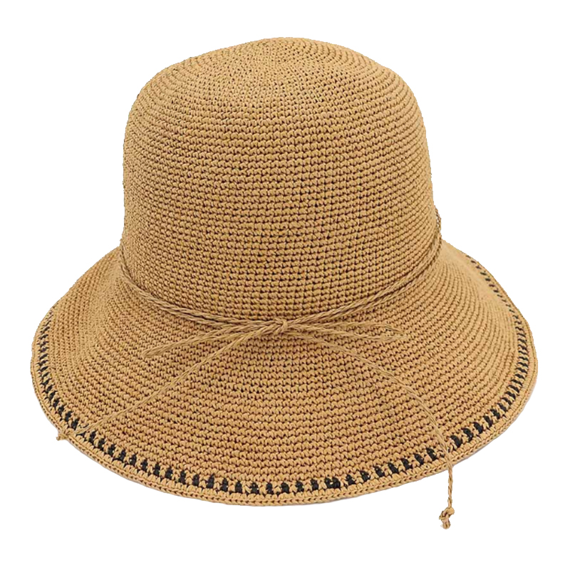 Hand made women's summer fashion crochet straw hat