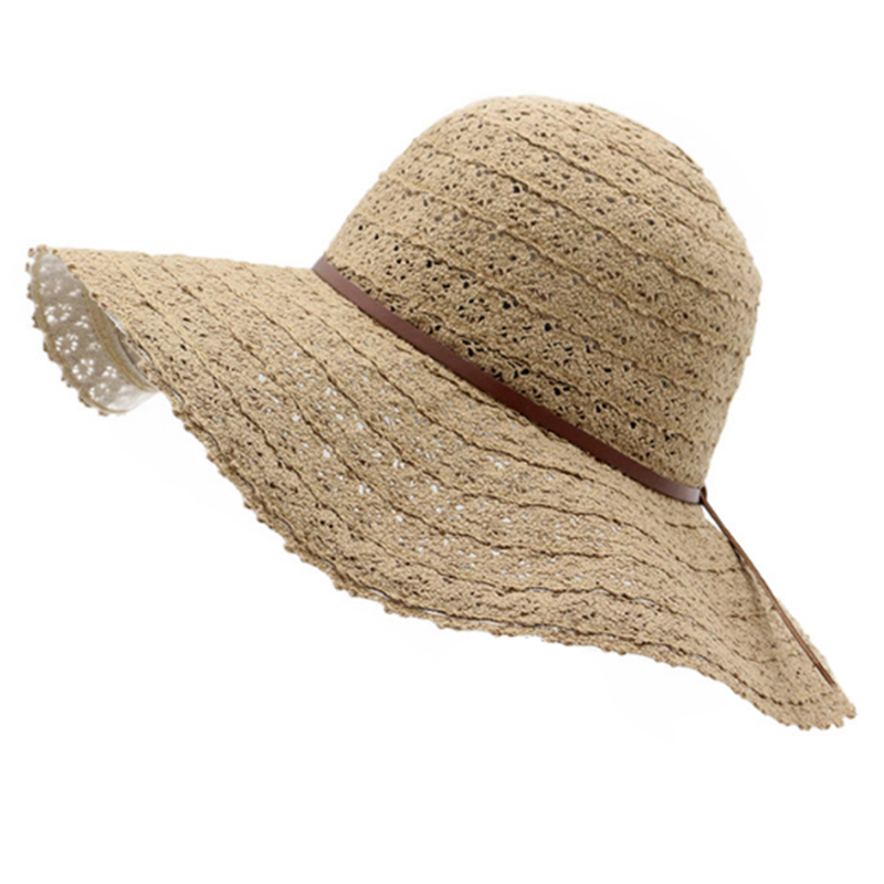 Wholesale lace ribbon material big brim sun hat