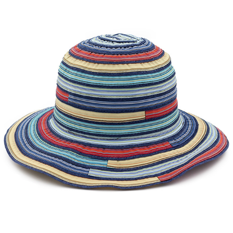 Women's colorful large brim ribbon hat 