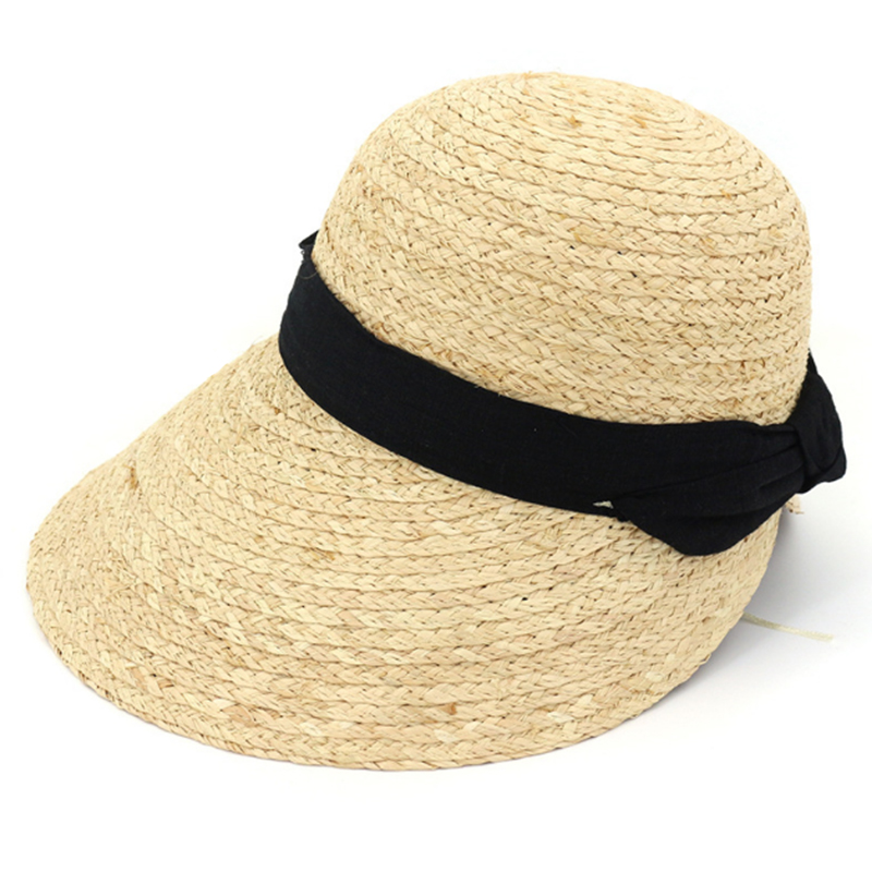 Women's size adjustable summer raffia sun visor 