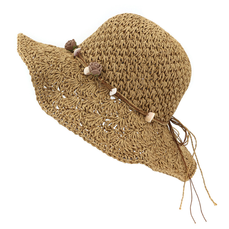 Size adjustable floppy style summer crochet paper hat 