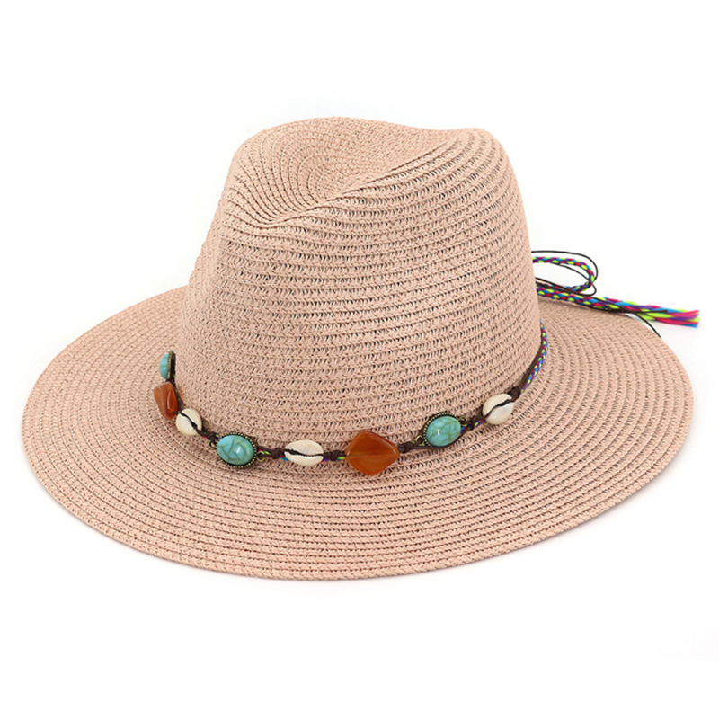 Unisex panama style paper straw summer beach resort hat 