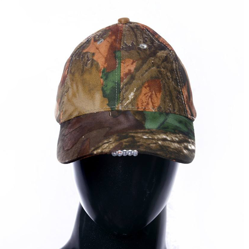 Camouflage hunting baseball cap with LED lights