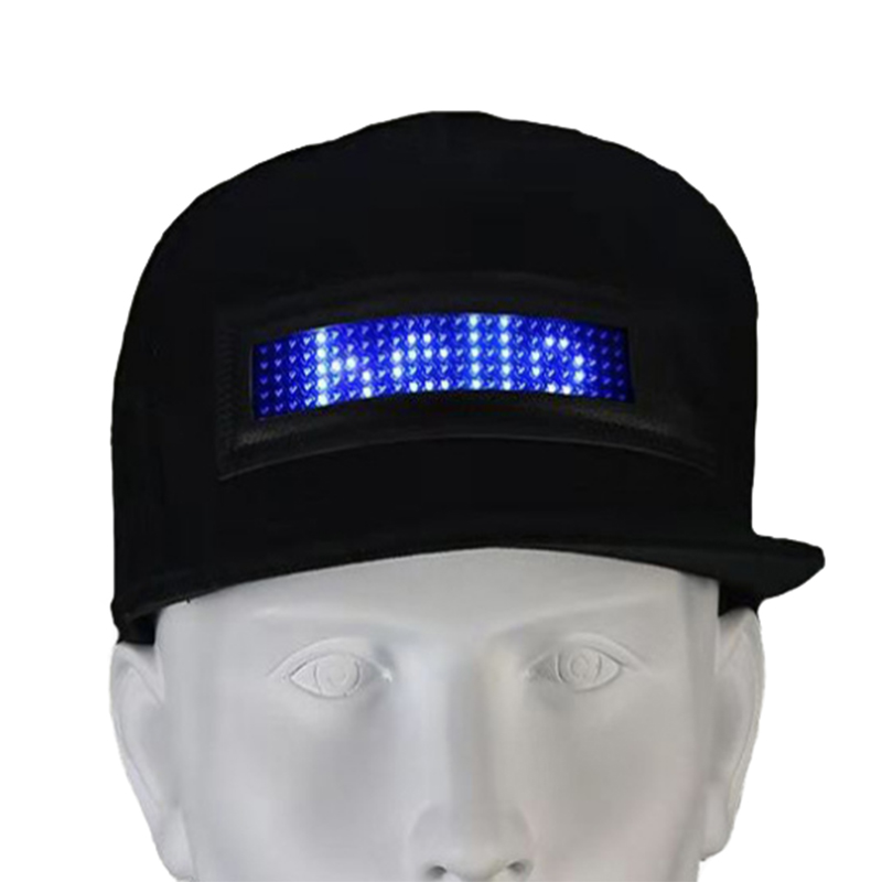 USB rechargeable light up LED hat with scrolling message 