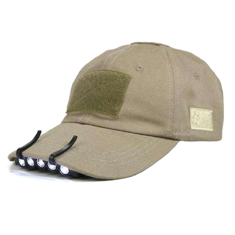 Unisex LED camping and fishing cap with LED lights clip on hat brim