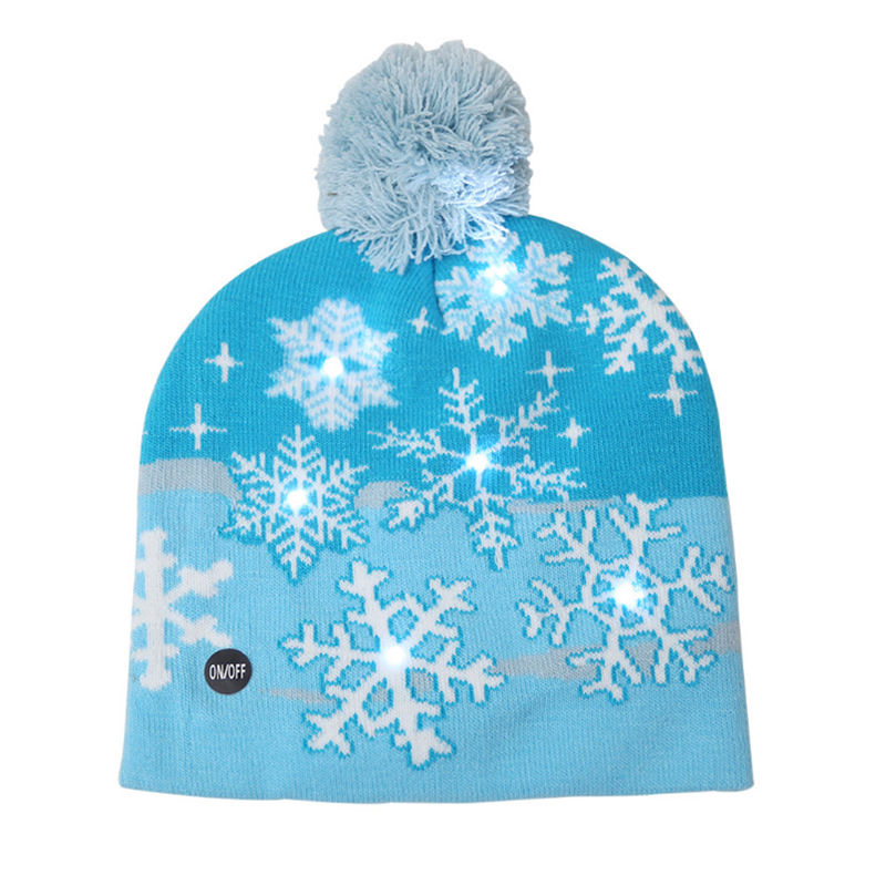 Jacquard snowflake design LED lighted winter beanie warm hat