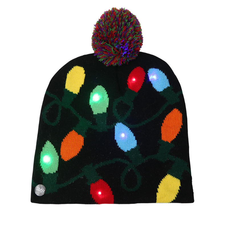 Custom LED lights winter knitted beanie party hat