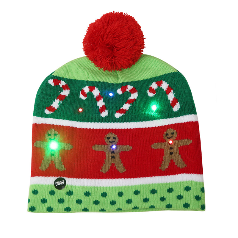 LED light-up Christmas acrylic knitted beanie hat