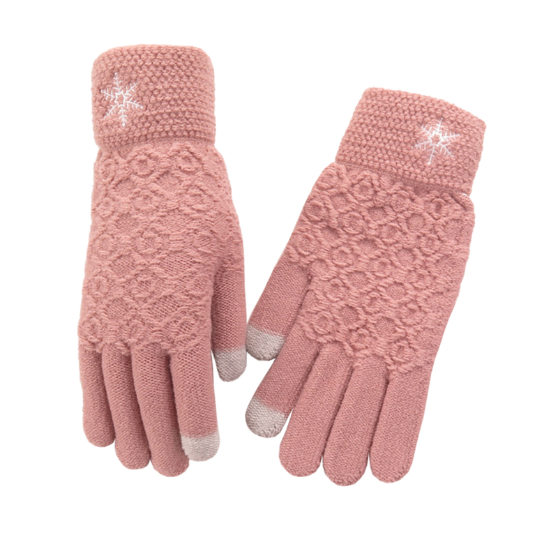 women's jacquard design two fingers touch screen winter gloves 