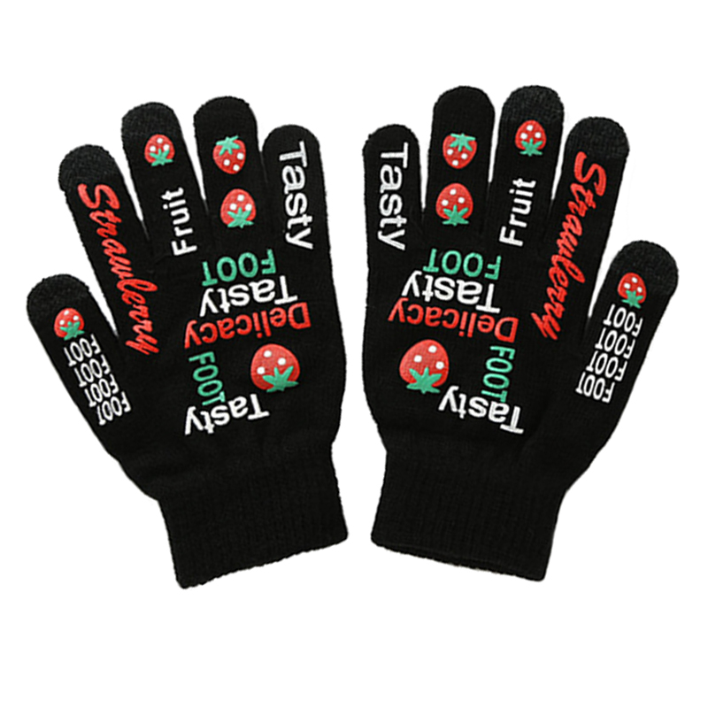 Competitive price advertising promo winter acrylic knitted gloves with printing logo 