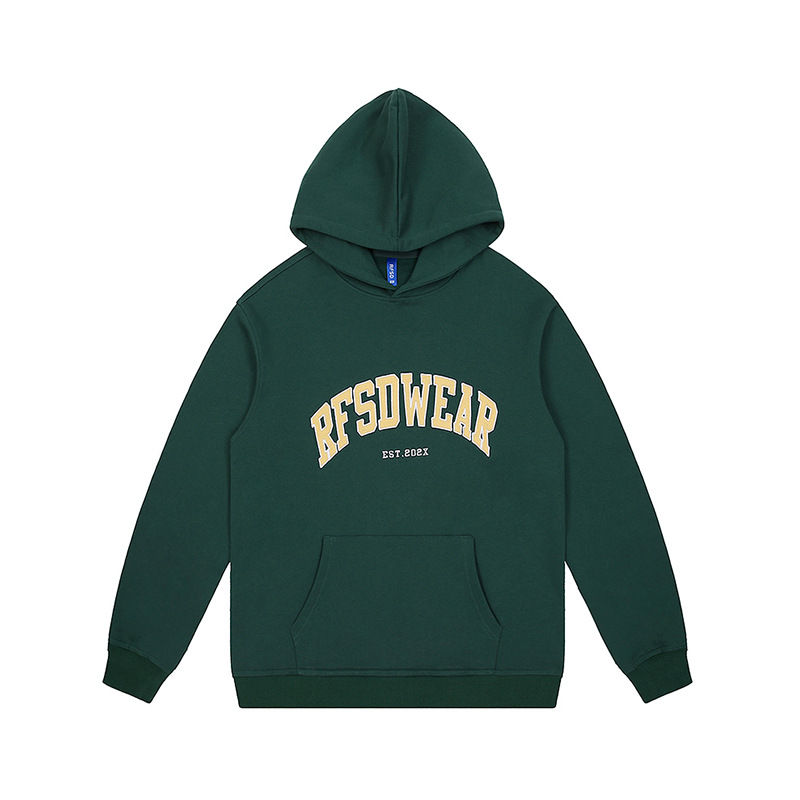 Trendy brand-patch embroidered hoodie