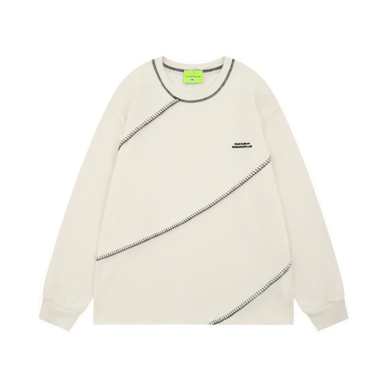 Contrast color bright line long sleeve hoodie